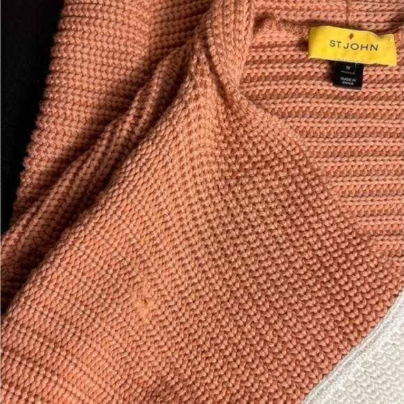 St. John‎ Knit Loose Fit Cardigan Sweater Mandarin Orange & Cream Size M - Picture 6 of 7